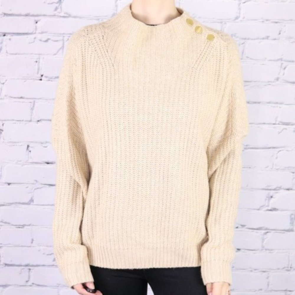 NWT merino wool blend nude mock neck sweater b2